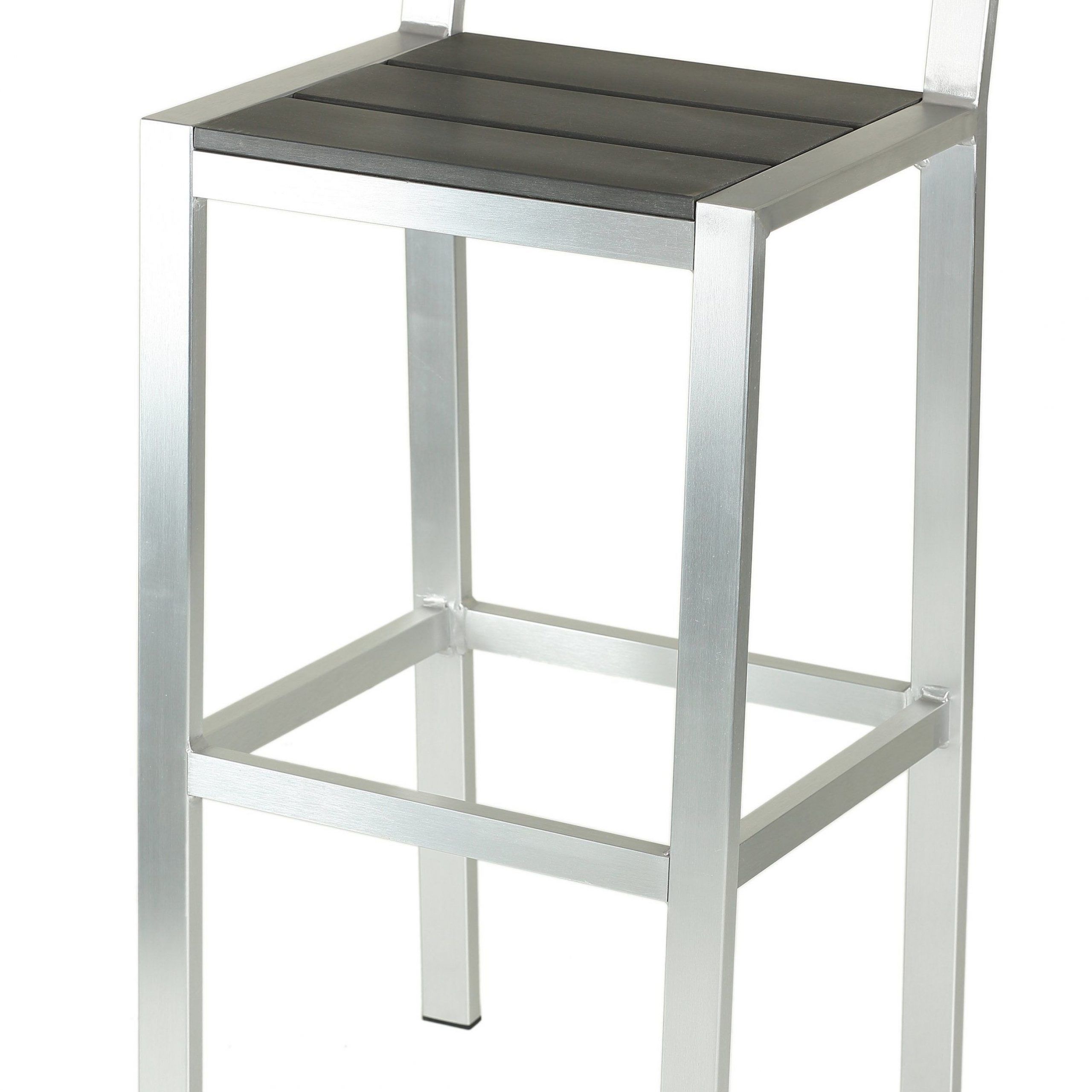 Preferred Haven Aluminum Outdoor Barstool In Slate Grey Poly Resin, Brushed Regarding Gray Nickel Stools (View 8 of 10)