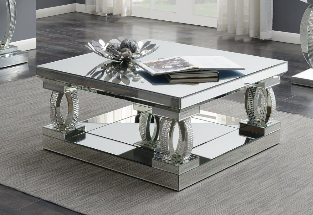 Preferred Metallic Gold Modern Cocktail Tables For Contemporary Silver Mirrored Coffee Tablecoaster Furniture (View 9 of 10)
