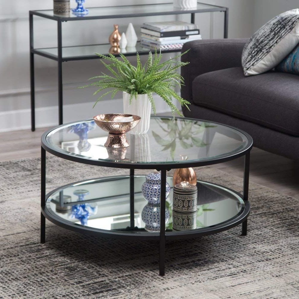 Preferred Swan Black Coffee Tables In Amazonsmile: Lamont Round Coffee Table – Black: Home & Kitchen (View 2 of 10)