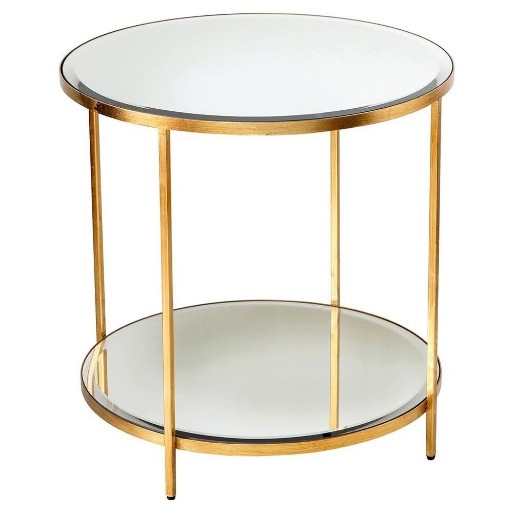 Preferred Titan Modern Classic Gold Leaf Mirror Side Table In  (View 1 of 10)
