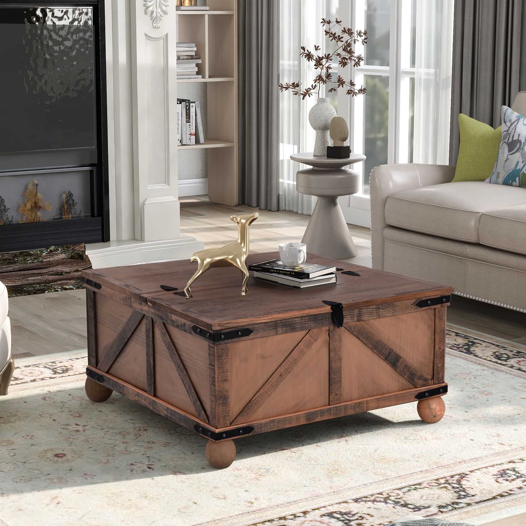 Recent 1 Shelf Square Coffee Tables Regarding Farmhouse Square Coffee Table With Lift Top For Storage, Multiple (View 10 of 10)