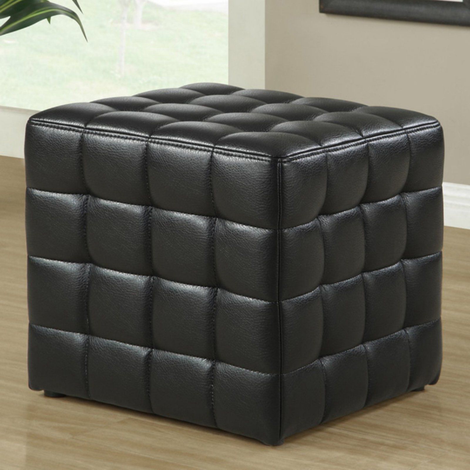 Recent Black Faux Leather Cube Ottomans Throughout Benno Cube Ottoman (View 8 of 10)