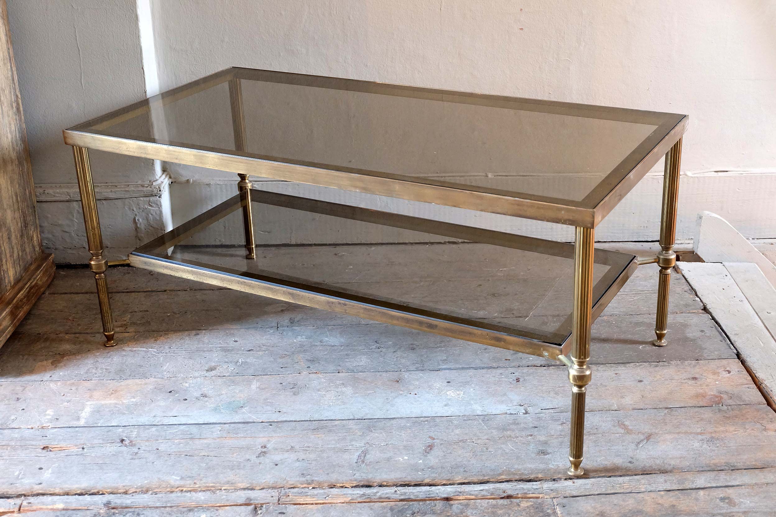 Recent French 1960s Two Tier Coffee Table › Puckhaber Decorative Antiques Throughout Antique Gold And Glass Coffee Tables (View 3 of 10)