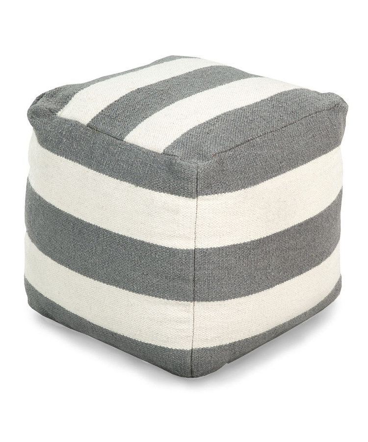Recent Gray Stripes Cylinder Pouf Ottomans Throughout Surya Grey Stripe Pouf Quiet Neutral Coloring Contrasts With An (View 6 of 10)