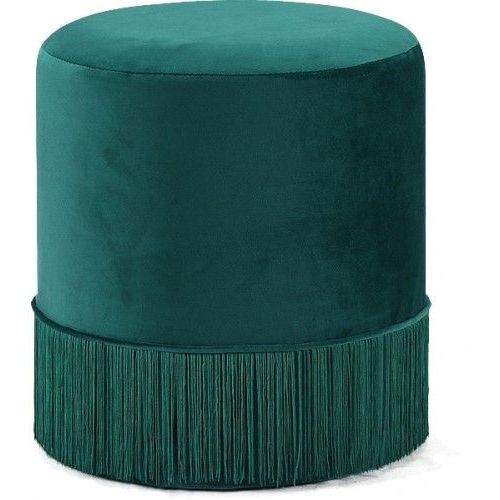 Recent Green Fringed Round Velvet Ottoman Footstool (View 7 of 10)