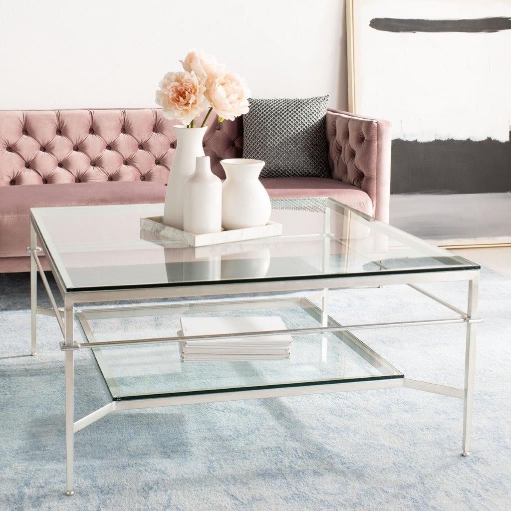 Recent Mieka Silver Leaf Glass Cocktail Table – 1stopbedrooms (View 3 of 10)