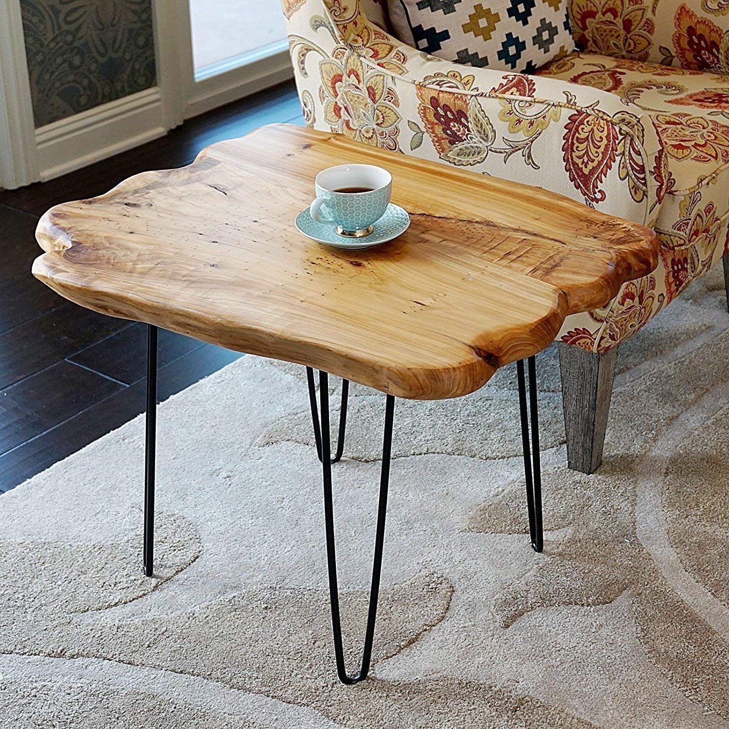 Recent Natural Wood Coffee Tables In Amazon: Welland Natural Edge Coffee Table Small, Hairpin Coffee (View 1 of 10)