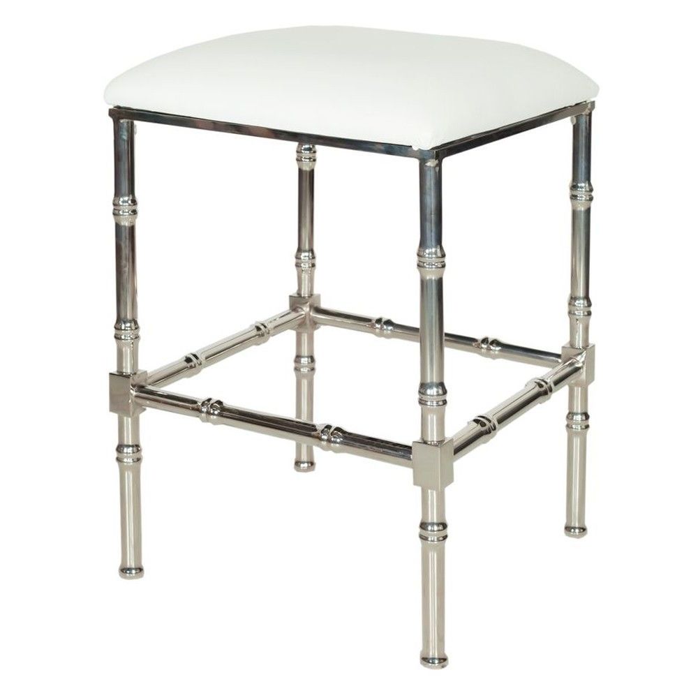 Recent Nickel Bamboo Counter Stool With White Velvet Cushion (View 3 of 10)