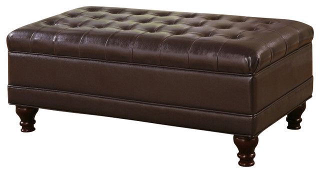 Recent Orange Tufted Faux Leather Storage Ottomans For Mamo Faux Leather Tufted Storage Ottoman, Dark Brown – Footstools And (View 3 of 10)