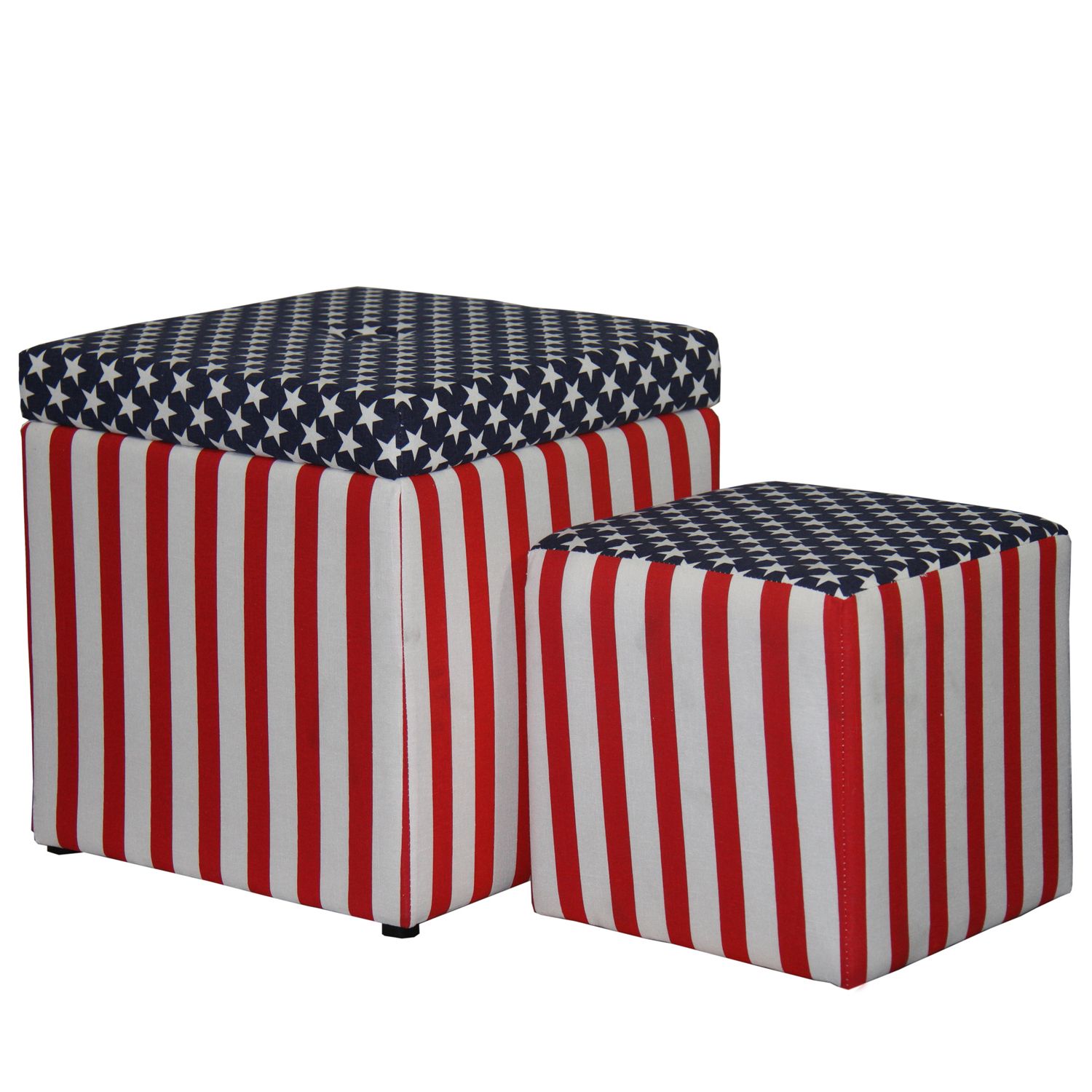 Recent Ore International 18"h Patriotic Storage Ottoman 1 Extra Seating Color Intended For Multi Color Fabric Square Ottomans (View 3 of 10)