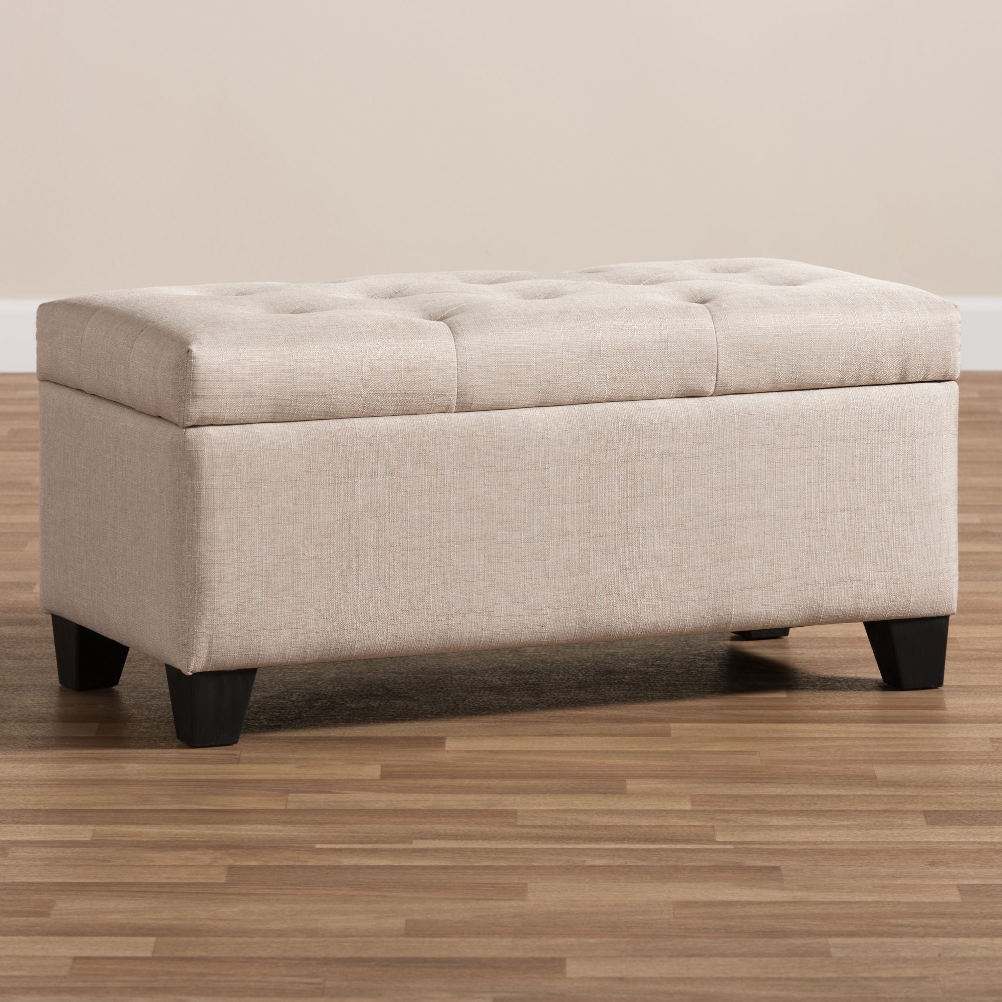 Recent Snow Tufted Fabric Ottomans For Michaela Modern Button Tufted Fabric Upholstered 35" Storage Bench (View 1 of 10)