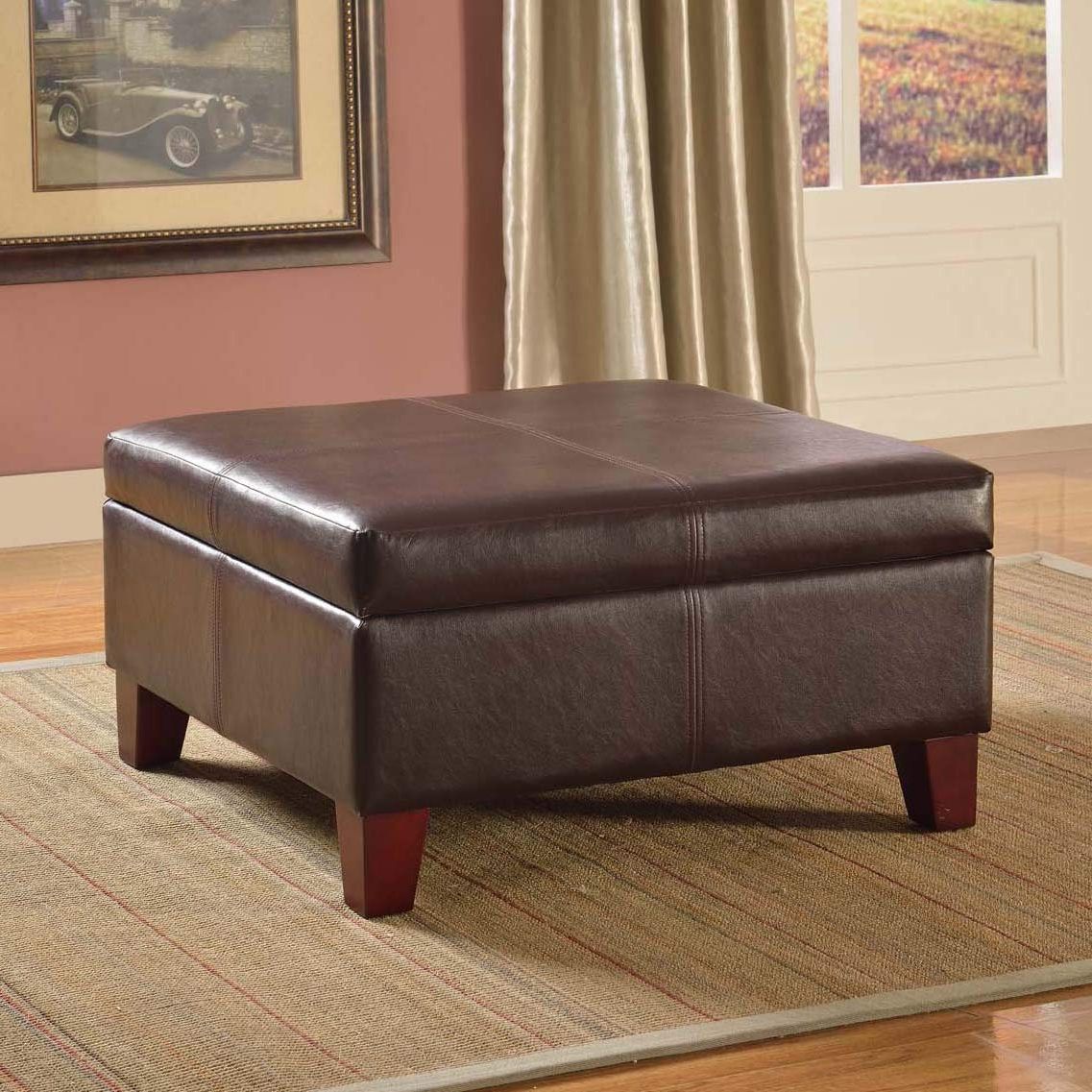 Recent Weathered Gold Leather Hide Pouf Ottomans Within Homepop K2380 E155 Bonded Leather Square Storage Ottoman Coffee Table (View 10 of 10)