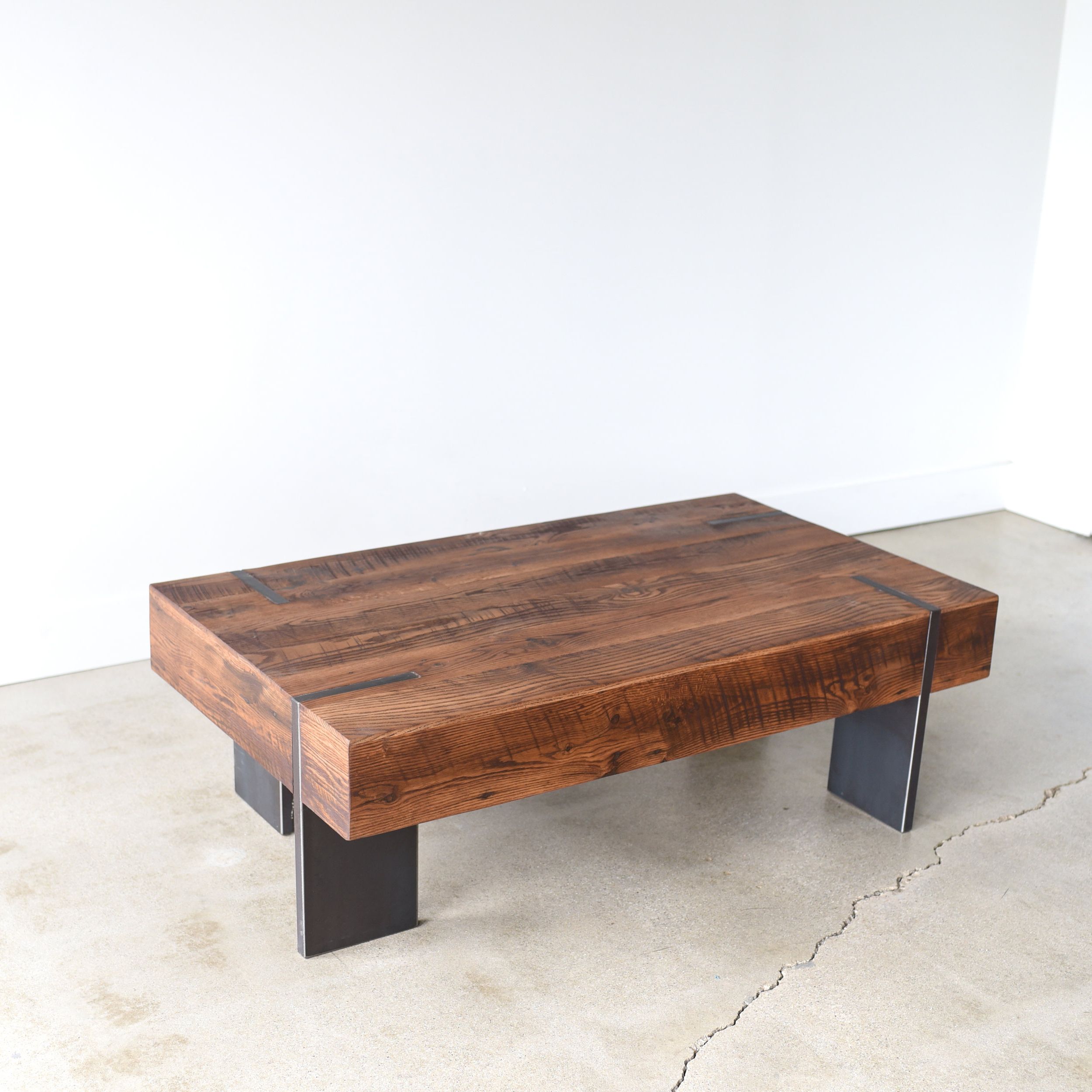 Reclaimed Wood Coffee Tables Intended For Most Popular Large Modern Reclaimed Wood Coffee Table – What We Make (View 2 of 10)