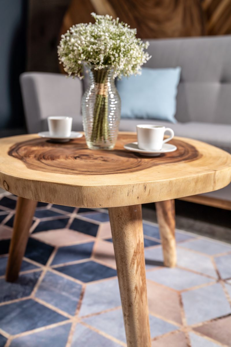 Round Coffee Tables In Famous Round Suar Wood Coffee Table – Masons Home Decor (View 10 of 10)
