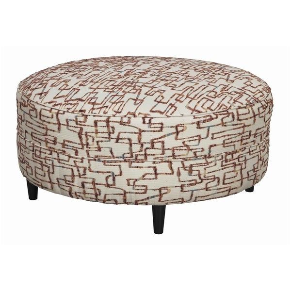 Round Fabric Upholstered Ottoman With Cut Fringe Details, Brown And With Regard To Current Fabric Oversized Pouf Ottomans (View 8 of 10)