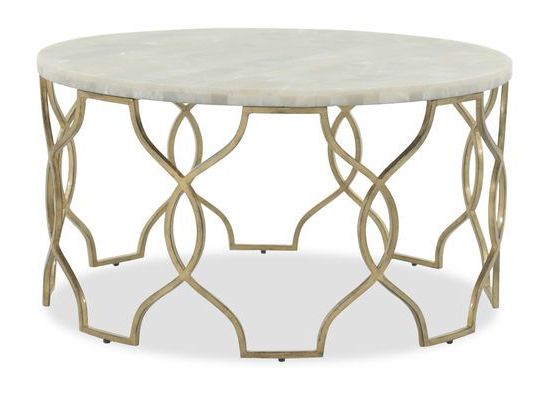 Round Gold Metal Cage Nesting Ottomans Set Of 2 Pertaining To Most Recent Openwork Round Traditional Cocktail Table In Gold Detailshttp://www (View 9 of 10)