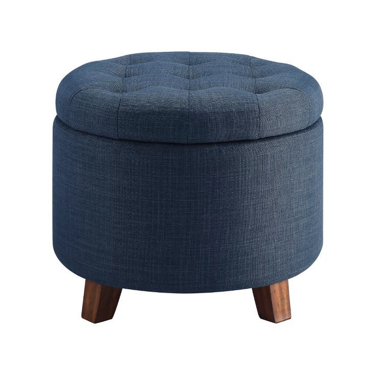 Round Storage Intended For Light Gray Fabric Tufted Round Storage Ottomans (View 6 of 10)