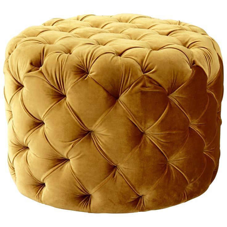 Round Tufted Ottoman, Gold (View 8 of 10)