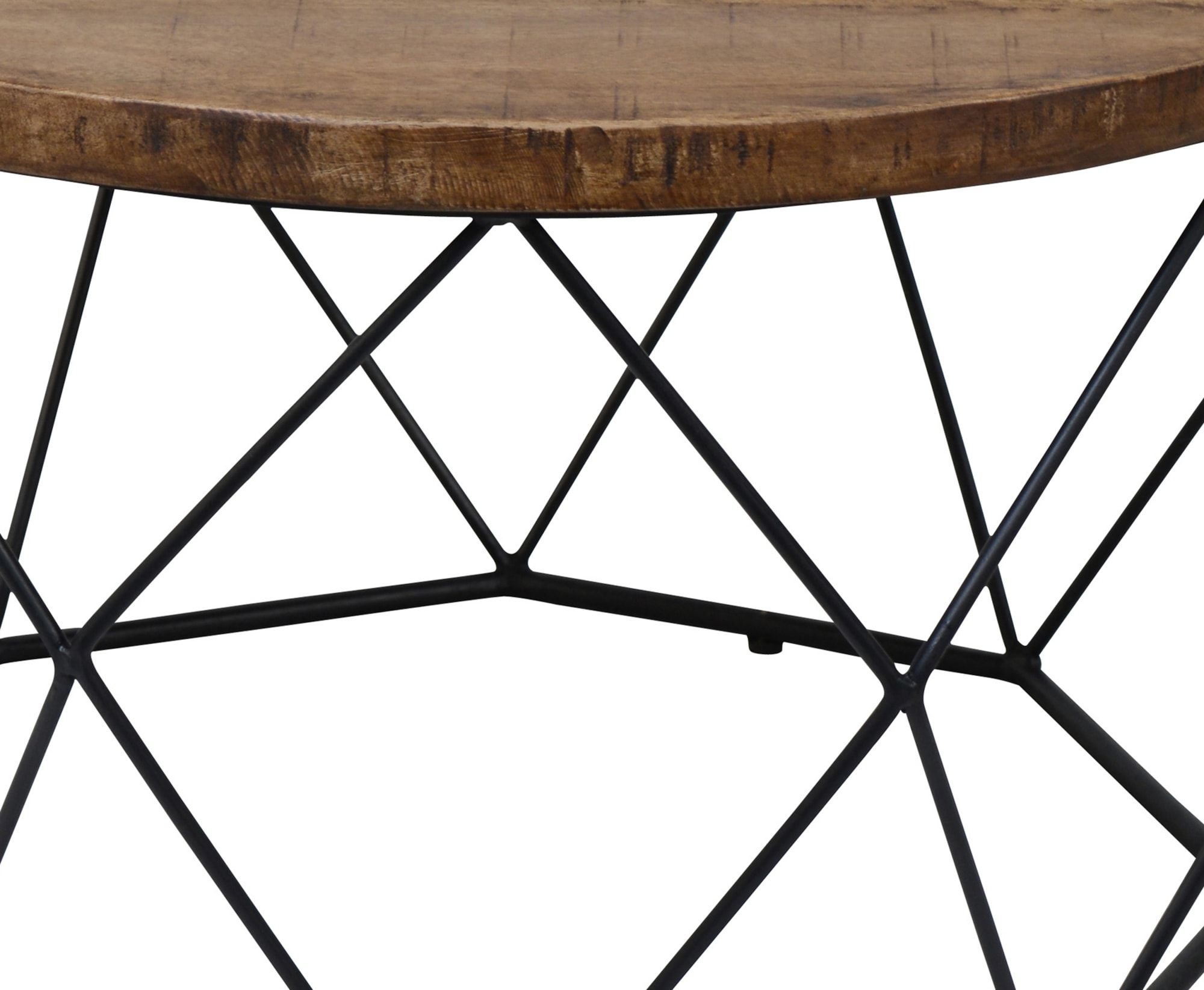 Round Wooden Coffee Table With Geometric Cutout Iron Base, Black And B For Fashionable Geometric Coffee Tables (View 1 of 10)