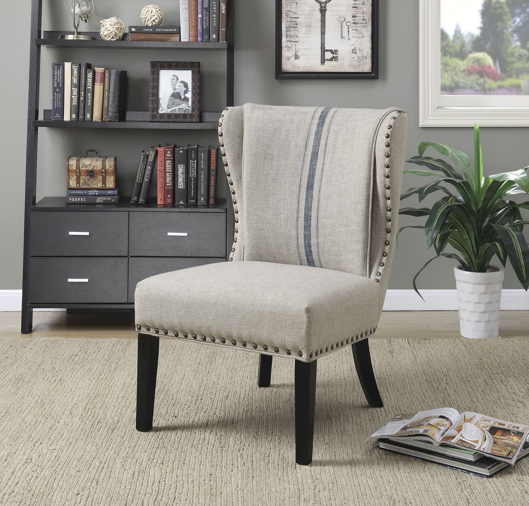 Satin Gray Wood Accent Stools For Most Recently Released Gray Linen Like Fabric Accent Chair From Coaster (View 9 of 10)