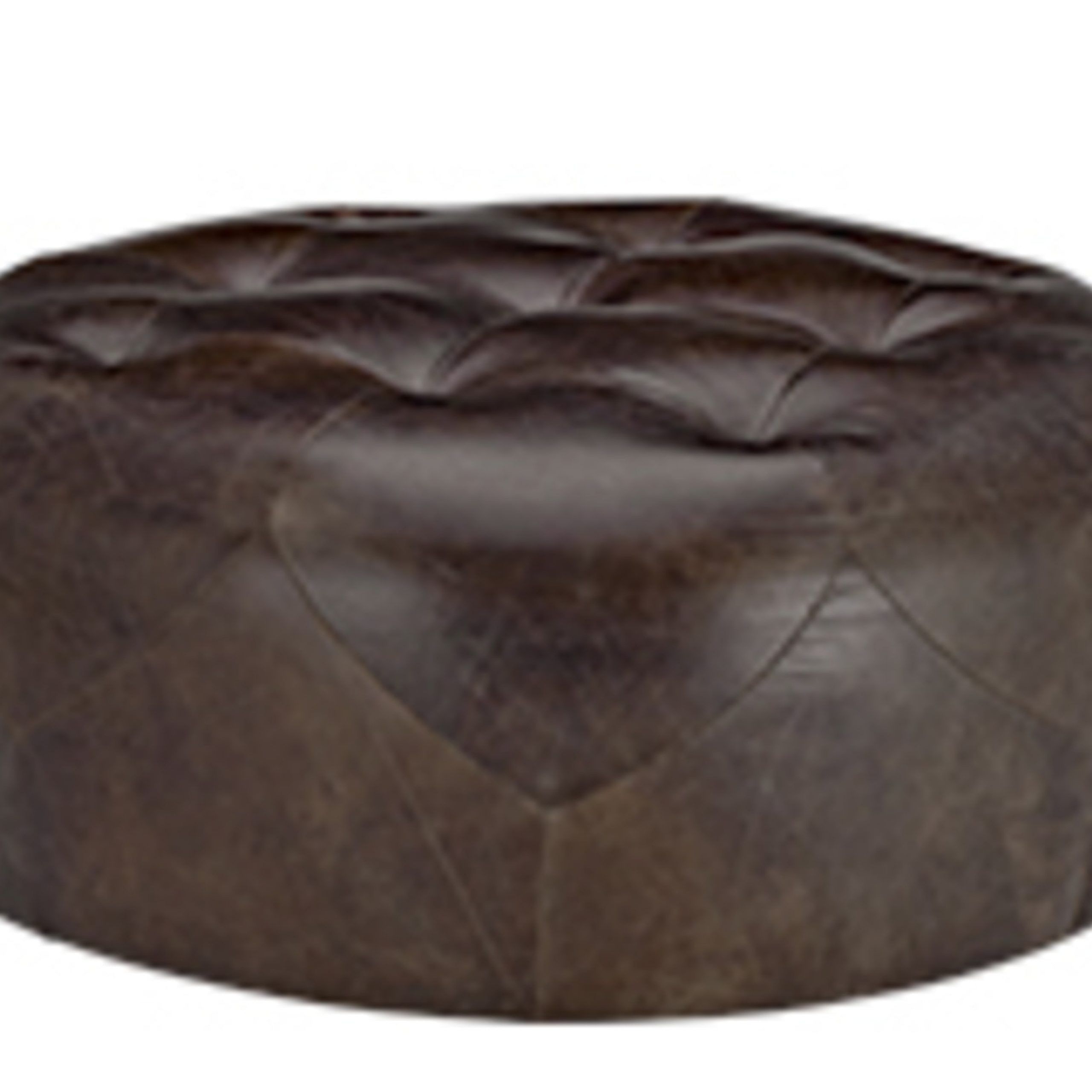 Scott Large Round Ottoman In Vintage Brown Premium Leather (View 5 of 10)