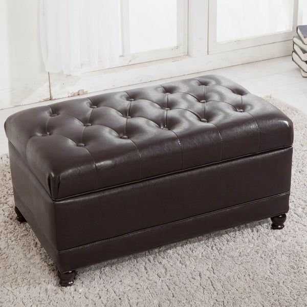 Shop Classic Brown Tufted Storage Bench Ottoman – Overstock – 8554182 Pertaining To Newest Brown Tufted Pouf Ottomans (View 10 of 10)
