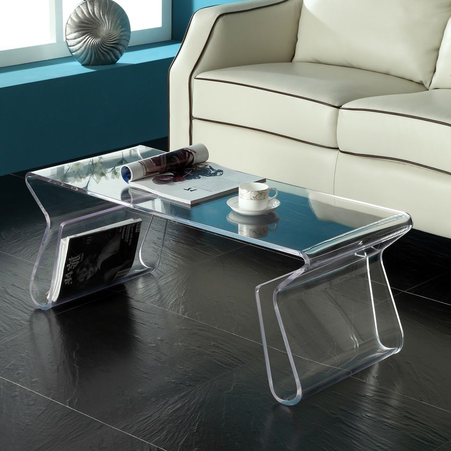 Shop Modway Clear Plastic Rectangular Coffee Table At Lowes Inside Current Acrylic Coffee Tables (View 7 of 10)