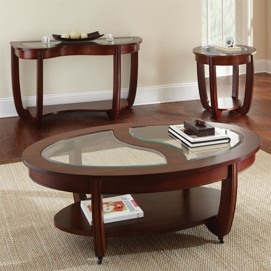 Shop Steve Silver Company London Cherry Oval Coffee Table At Lowes Throughout Popular Silver Coffee Tables (View 4 of 10)