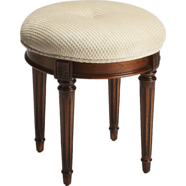 Shop Wood Burl Finish Vanity Stool – Free Shipping Today – Overstock Intended For Fashionable Ivory Button Tufted Vanity Stools (View 6 of 10)