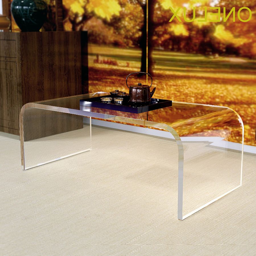Silver And Acrylic Coffee Tables For Most Up To Date Waterfall Acrylic U Table,lucite Coffee / Tea / Occasional / Living (View 5 of 10)