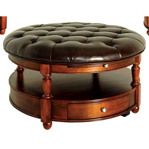 Silver And White Leather Round Ottomans Throughout Popular Brewster 40 Inch Round Cocktail Table (View 10 of 10)