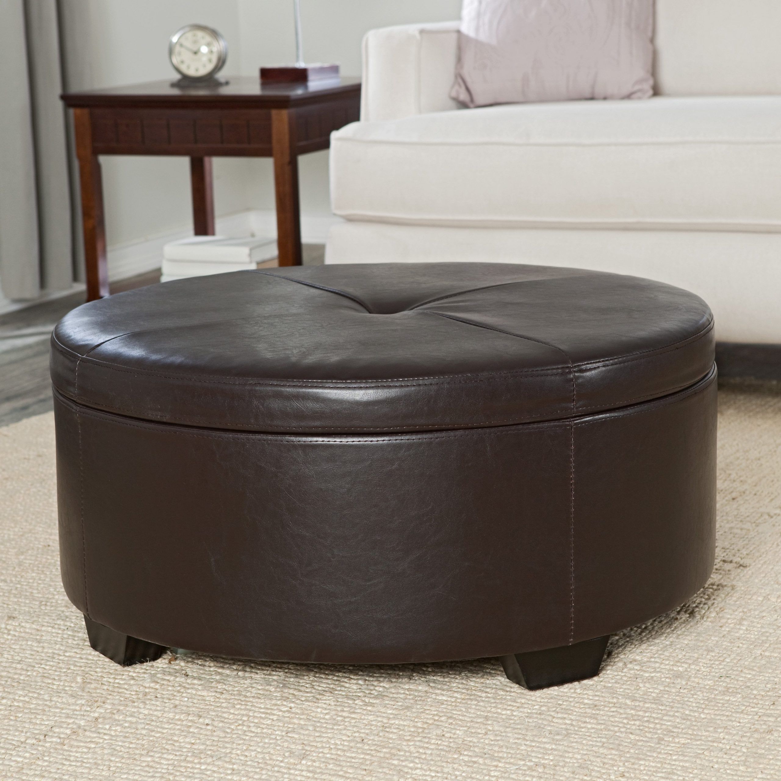 Silver And White Leather Round Ottomans Within Well Liked Small Round Ottoman – Homesfeed (View 4 of 10)