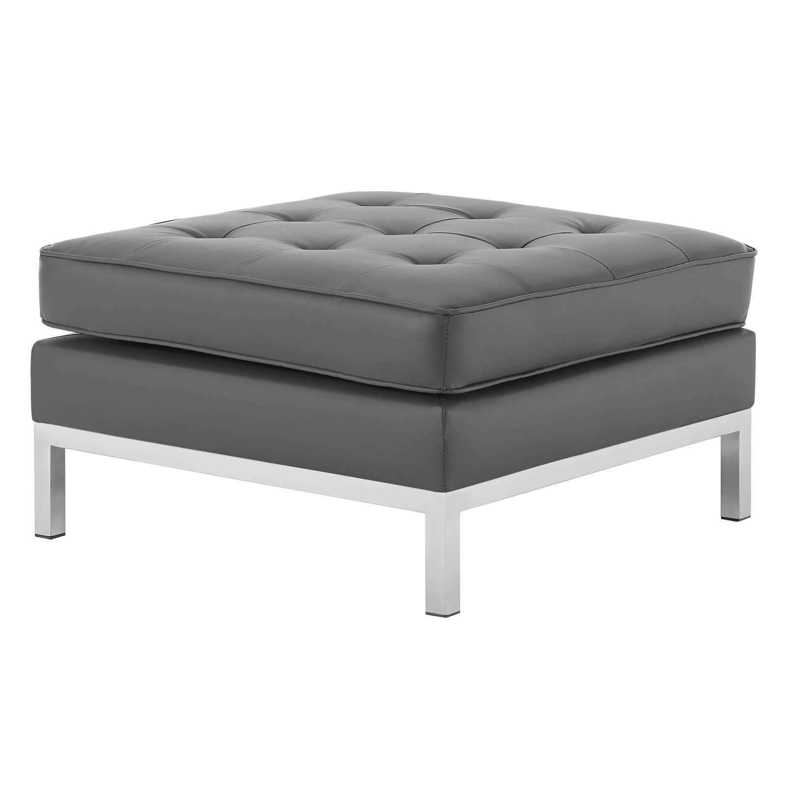 Silver Faux Leather Ottomans With Pull Tab Intended For Most Popular Modterior :: Living Room :: Ottomans :: Loft Tufted Upholstered Faux (View 4 of 10)
