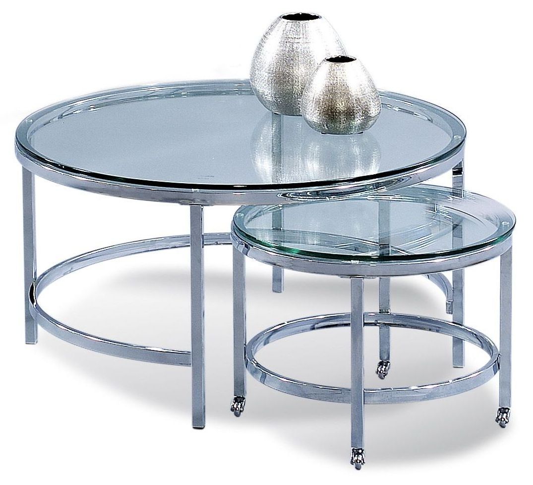 Silver Mirror And Chrome Coffee Tables Inside 2020 Patinoire Polished Chrome Round Cocktail Table With Casters From (View 9 of 10)