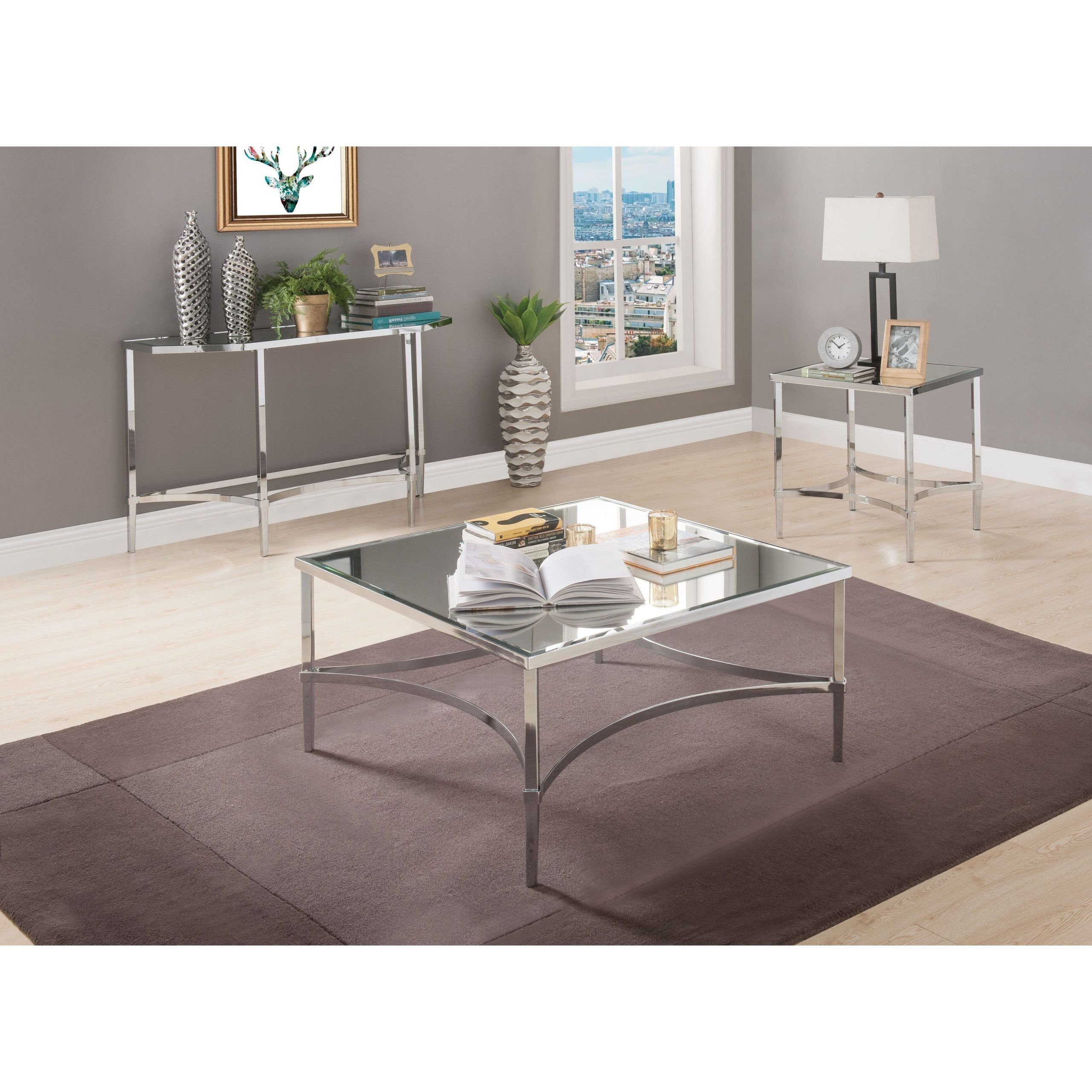 Silver Mirror And Chrome Coffee Tables With Regard To Most Current Acme Petunia Coffee Table In Chrome And Mirrored Silver Modern (View 10 of 10)