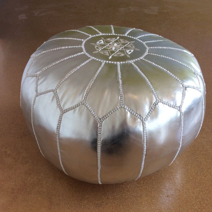 Silver, Pouf, Beautiful Leather (View 6 of 10)