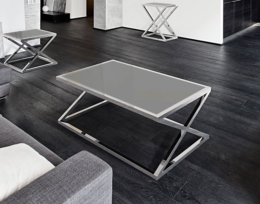 Silver Stainless Steel Coffee Tables Regarding Favorite Coffee Table Adora Lacquered Grey Polished Stainless Steel 116x71x45 Cm (View 7 of 10)