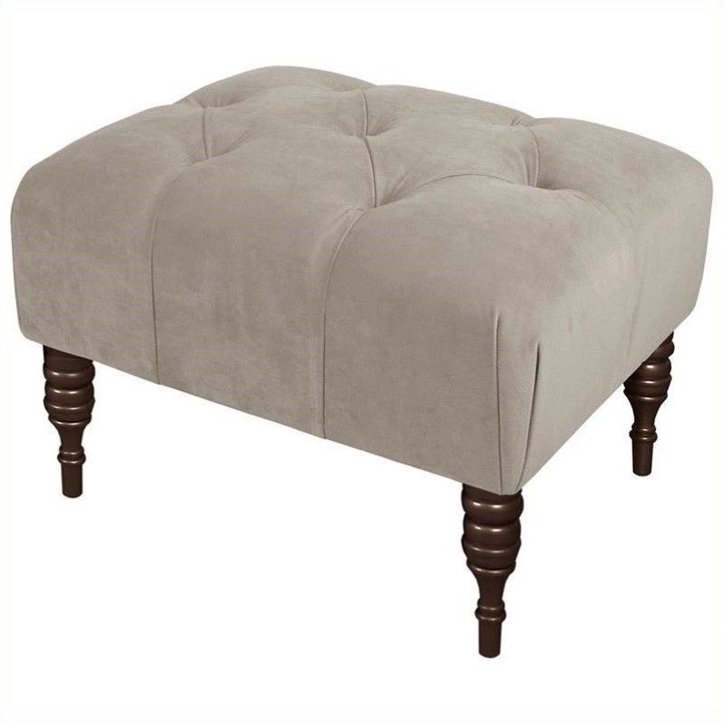 Skyline Furniture Tufted Square Ottoman In Light Gray – Walmart Throughout Well Known Tufted Gray Velvet Ottomans (View 8 of 10)