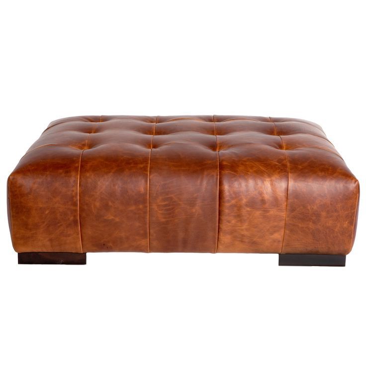 Small White Hide Leather Ottomans Within Preferred Cisco Brothers Arden Modern Classic Brown Leather Tufted Rectangular (View 7 of 10)