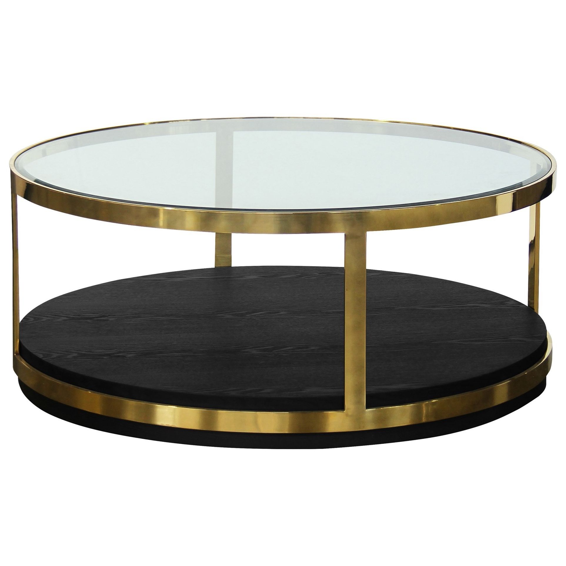 Square Black And Brushed Gold Coffee Tables Throughout Well Liked Hattie Contemporary Coffee Table In Brushed Gold Finish And Black Wood (View 1 of 10)