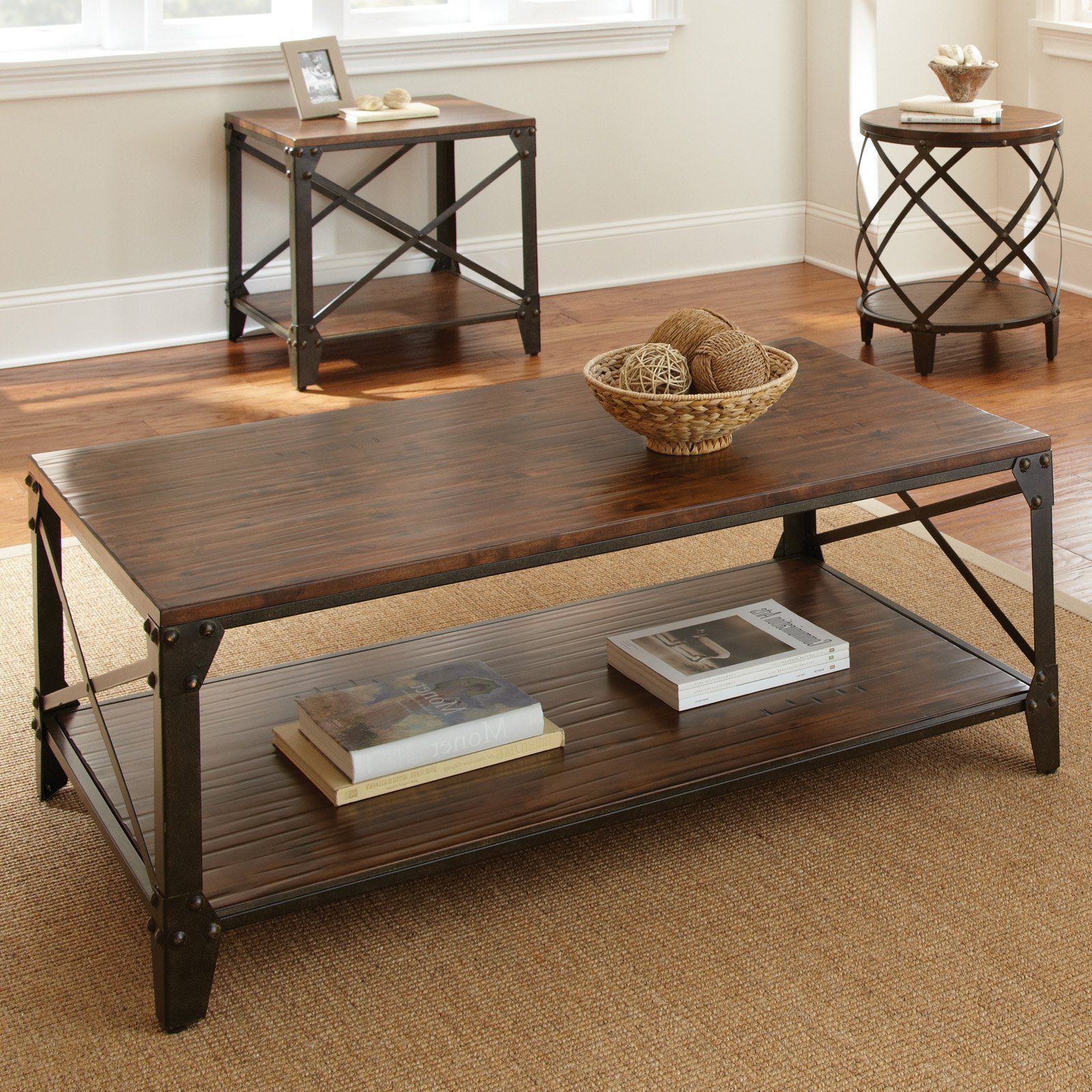 Steve Silver Winston Rectangle Distressed Tobacco Wood And Metal Coffee Pertaining To Newest Wood Rectangular Coffee Tables (View 3 of 10)