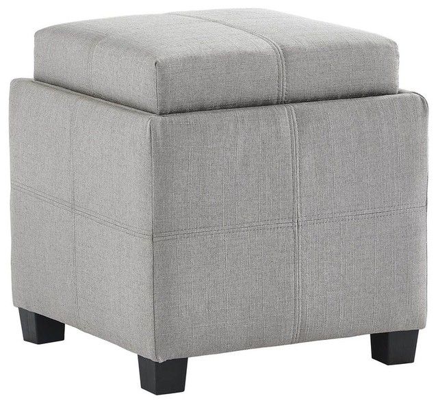 Storage Ottoman In Light Gray – Transitional – Footstools And Ottomans Throughout Popular Light Gray Cylinder Pouf Ottomans (View 6 of 10)