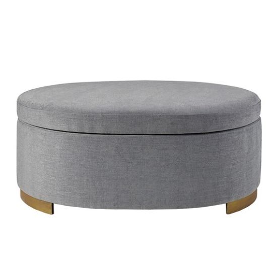 Textured Gray Cuboid Pouf Ottomans Inside Famous Textured Grey Velvet Oval Coffee Table Ottoman (View 6 of 10)