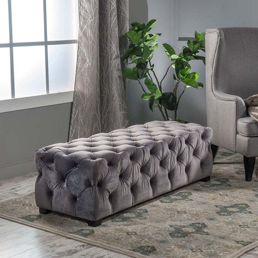 The Top 10 Best Tufted Ottomans Of 2021 Pertaining To Latest Charcoal Gray Velvet Tufted Rectangular Ottoman Benches (View 3 of 10)