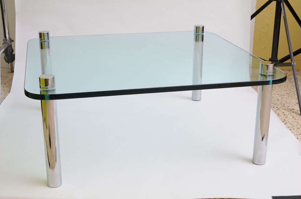 Thick Glass And Chrome Pace Style Coffee Cocktail Table At 1stdibs Regarding 2020 Glass And Chrome Cocktail Tables (View 4 of 10)