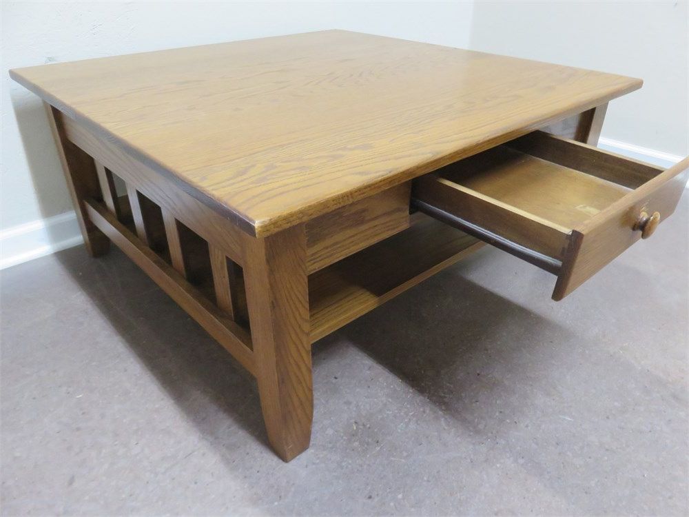 Transitional Design Online Auctions – Mission Oak Coffee Table Intended For Favorite Metal And Mission Oak Coffee Tables (View 4 of 10)