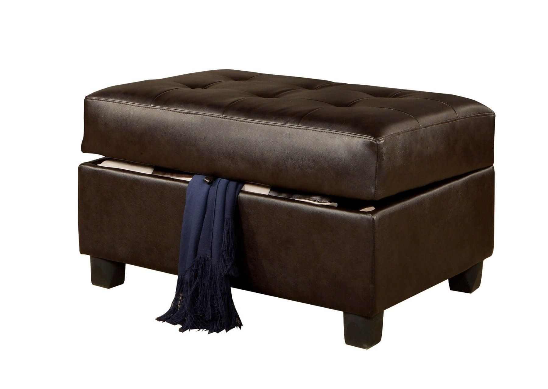 Trendy 36 Top Brown Leather Ottoman Coffee Tables Regarding Espresso Leather And Tan Canvas Pouf Ottomans (View 7 of 10)
