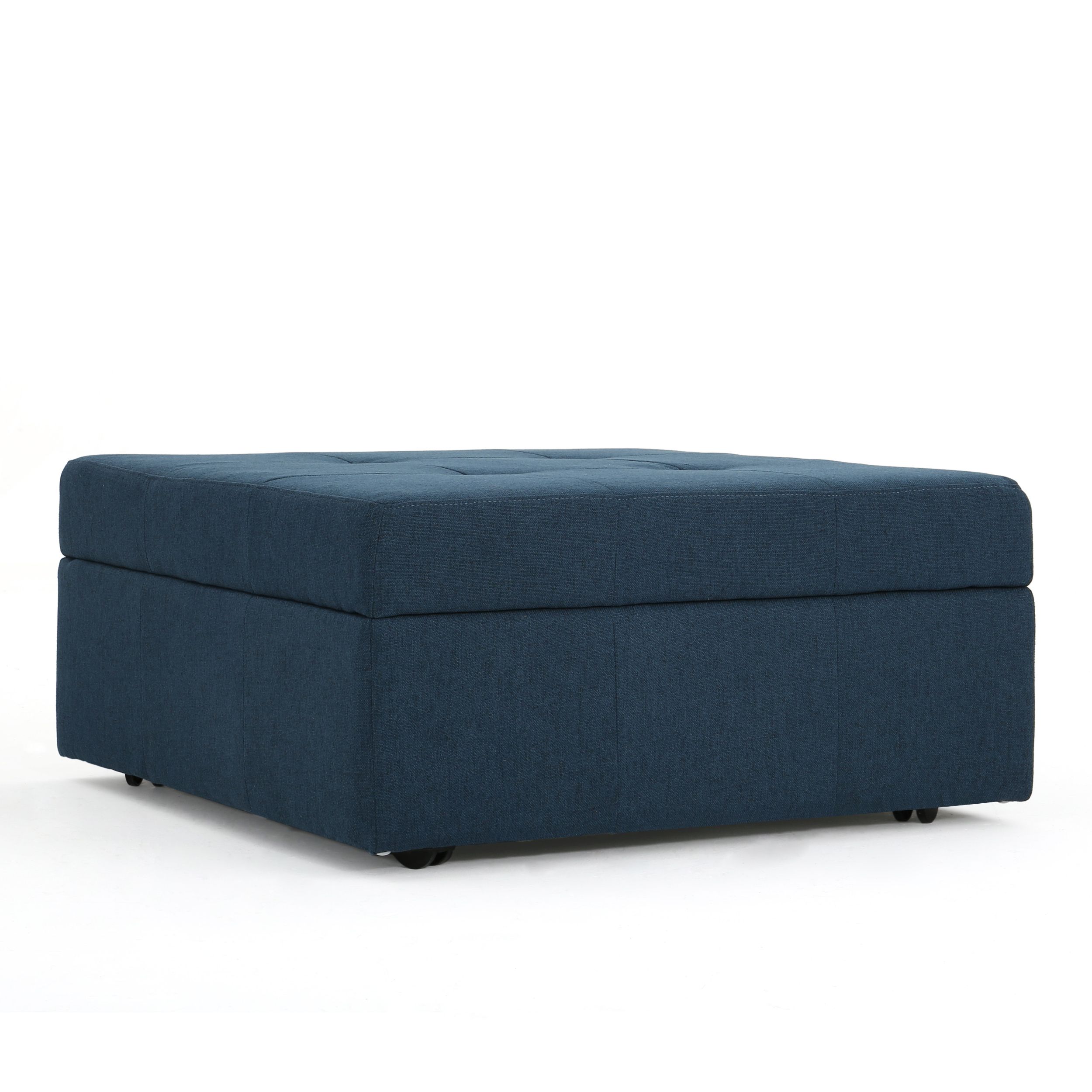 Trendy Channing Contemporary Tufted Fabric Storage Ottoman With Rolling In Blue Fabric Tufted Surfboard Ottomans (View 3 of 10)