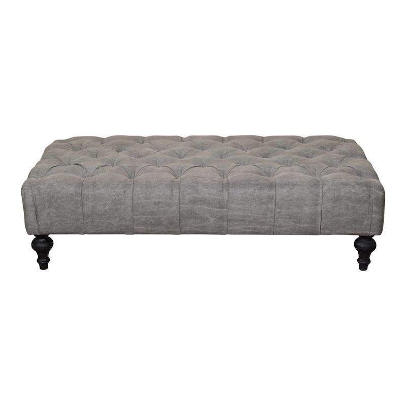 Trendy French Linen Black Square Ottomans Pertaining To Creston Ottomans At Found Vintage Rentals (View 8 of 10)