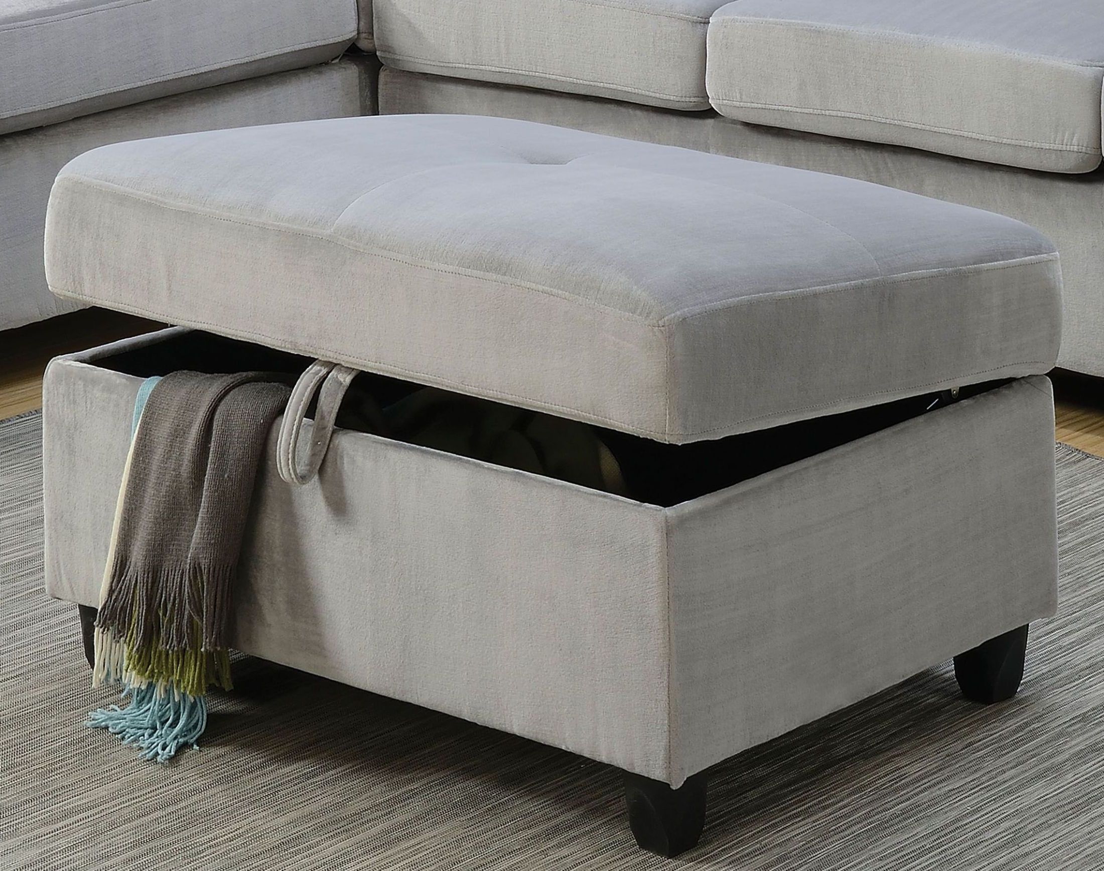 Trendy Gray Velvet Ottomans With Ample Storage In Belville Gray Velvet Storage Ottoman – 1stopbedrooms (View 3 of 10)